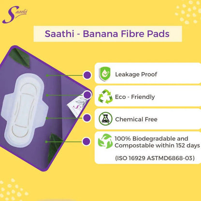 Saathi Overnight Banana Fiber Sanitary Napkins - 8 Pads