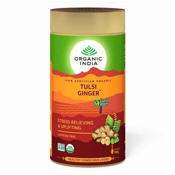 Organic India Tulsi Ginger Tea Tin - 100 gm