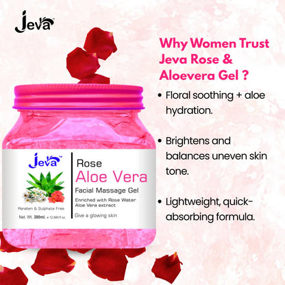 Jeva Rose and Aloe Vera Facial Massage Gel - 380 ml