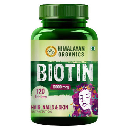 Himalayan Organics Biotin 10,000 mcg For Hair, Nails & Skin Nutraceutical Tablets - 120 tabs