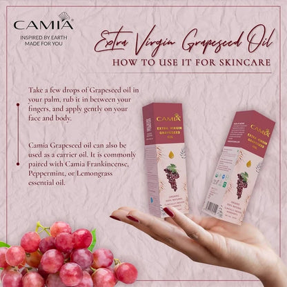 Camia Organic Extra Virgin Cold Pressed Grapeseed Oil - 100 ml