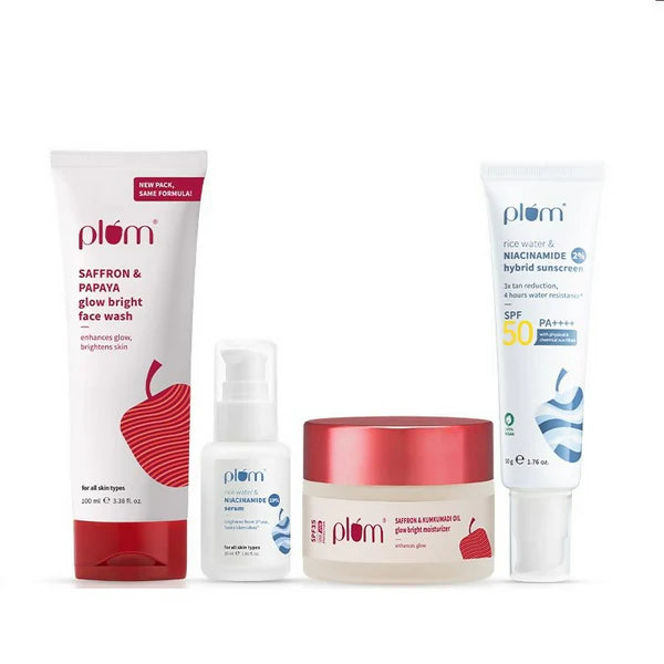 Plum CSMS Combo - Saffron Face Wash & Moisturizer & Niacinamide Face Serum & SPF Sunscreen - combo