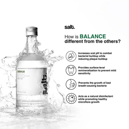 Salt. Oral Care Balance Mouthwash Natural Alkaline Probiotic Mouthwash with Basil Mint - 330 ml