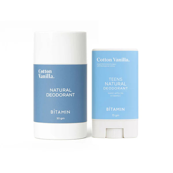 Bitamin Natural Deodorant Cotton Vanilla Teens, Cotton Vanilla Roll On Mom & Daughter Pack - combo