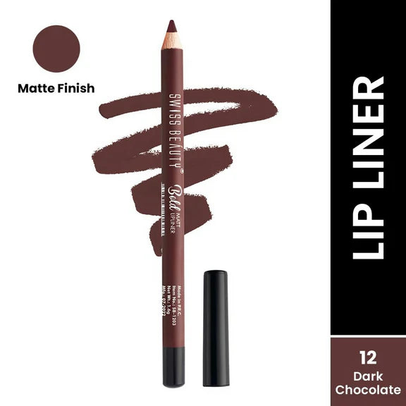 Swiss Beauty Bold Matt Lip Liner Pencil- 12 Dark Chocolate - 1.6 gm