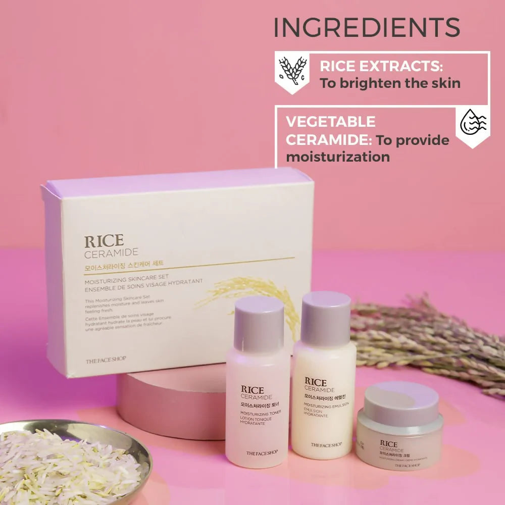 The Face Shop Rice & Ceramide Moisturizing Skincare Set Kit - Kit