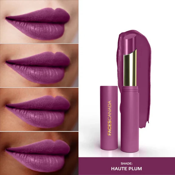 Faces Canada 3 in 1 LongStay Matte Lipstick - Haute Plum 08 - 2 gm