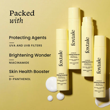 Foxtale Niacinamide Mattifying Sunscreen SPF 70+ PA++++ - Prevents Tanning, UVA/UVB Protection