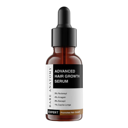 Bare Anatomy Advanced Hair Growth Serum for Scalp 3% Redensyl, 4% Anagain, 3% Baicapil - 20 ml - Pack of 1