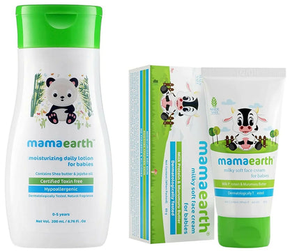 Mamaearth Daily Moisturizing Lotion & Milky Soft Natural Baby Face Cream for Babies -combo