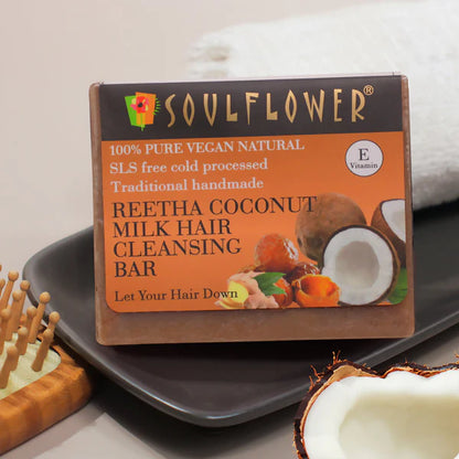 Soulflower Reetha Coconut Milk Hair Cleansing Bar