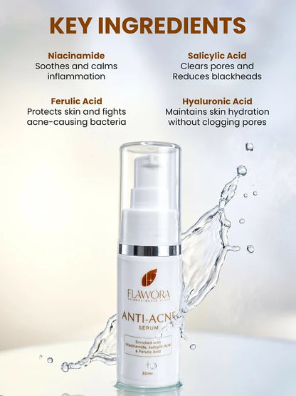Flawora Set of Anti-Grey Hair Serum, Anti Acne Serum and Golden Glow Face Serum - combo