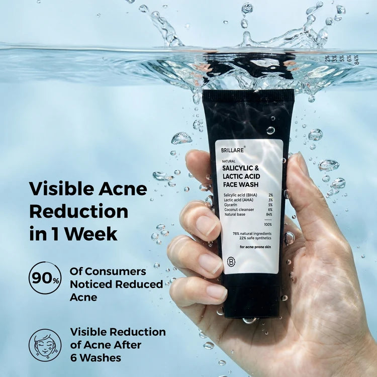Mini Salicylic and Lactic Acid Face Wash for acne prone skin (20ml)