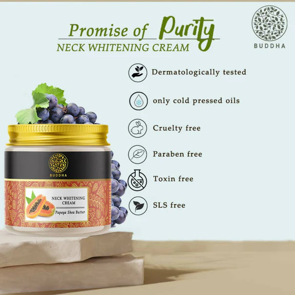 Buddha Natural Neck Whitening Cream - Help With Dark Spots, Age Spots In The Neck Area - 75 gm