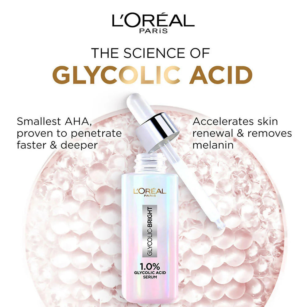 L'Oreal Paris Glycolic Acid Glowing And Protecting CSMS (Cleanser, Serum, Moisturizer, Sunscreen) Regime Kit -kit