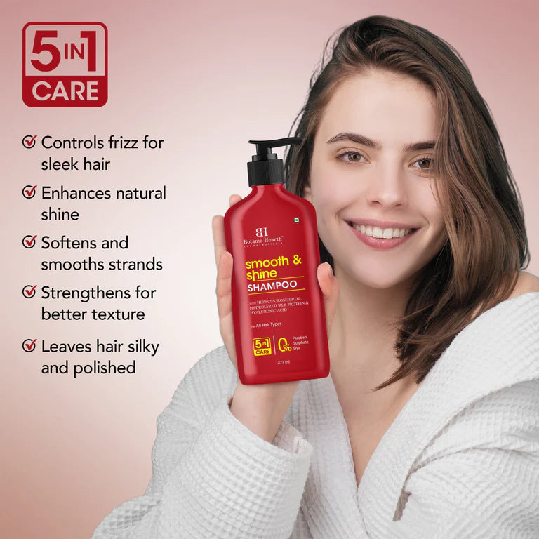 Botanic Hearth Smooth and Shine Shampoo with Hibiscus extract & Rosehip Oil - 473 ml