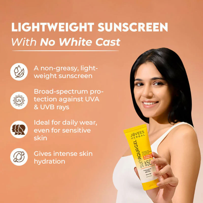 Jovees Herbal Sun Aqua Gel SPF 50 PA+++ Lightweight Texture - 30 gm