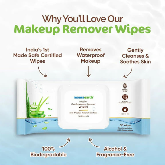 Mamaearth Micellar Gentle Makeup Remover Wipes - 30 pcs