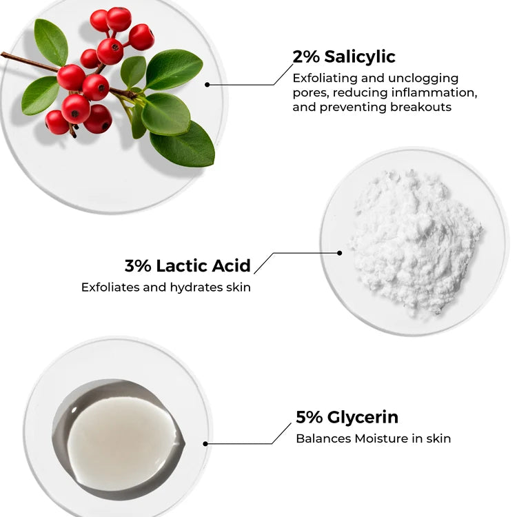 2% Salicylic and 3% Lactic Acid Face Wash for acne prone skin