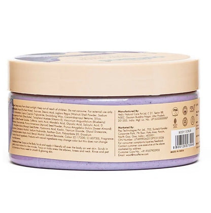 mCaffeine Blueberry Breeze Body Scrub, Exfoliates, Removes Tan, Fruity Blueberry Aroma - 175 gm