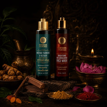 Freshen Up Duo | Red Sandalwood Face Wash + Kasturi Turmeric & Vetiver Shower Gel