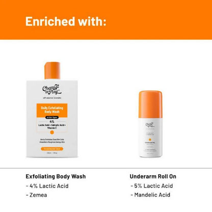 Chemist At Play Lactic Acid Exfoliating Body Wash & AHA Underarm Roll-On Combo - combo