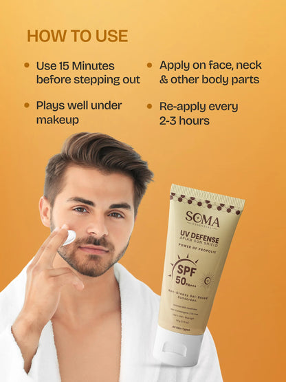 Soma Essential Propolis Based Apian Sunshield, 4% Niacinamide & Ceramides - 50 gm - Pack of 1
