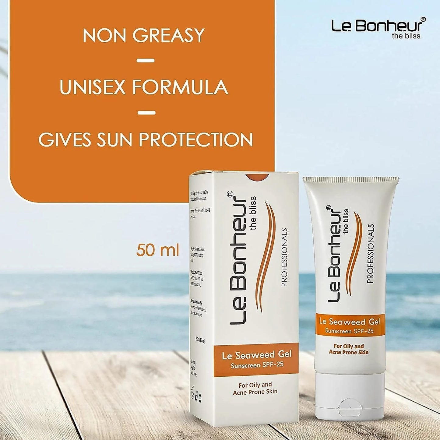 Le Bonheur Seaweed Gel Sunscreen SPF 25 For Skin Fairness - 50 ml