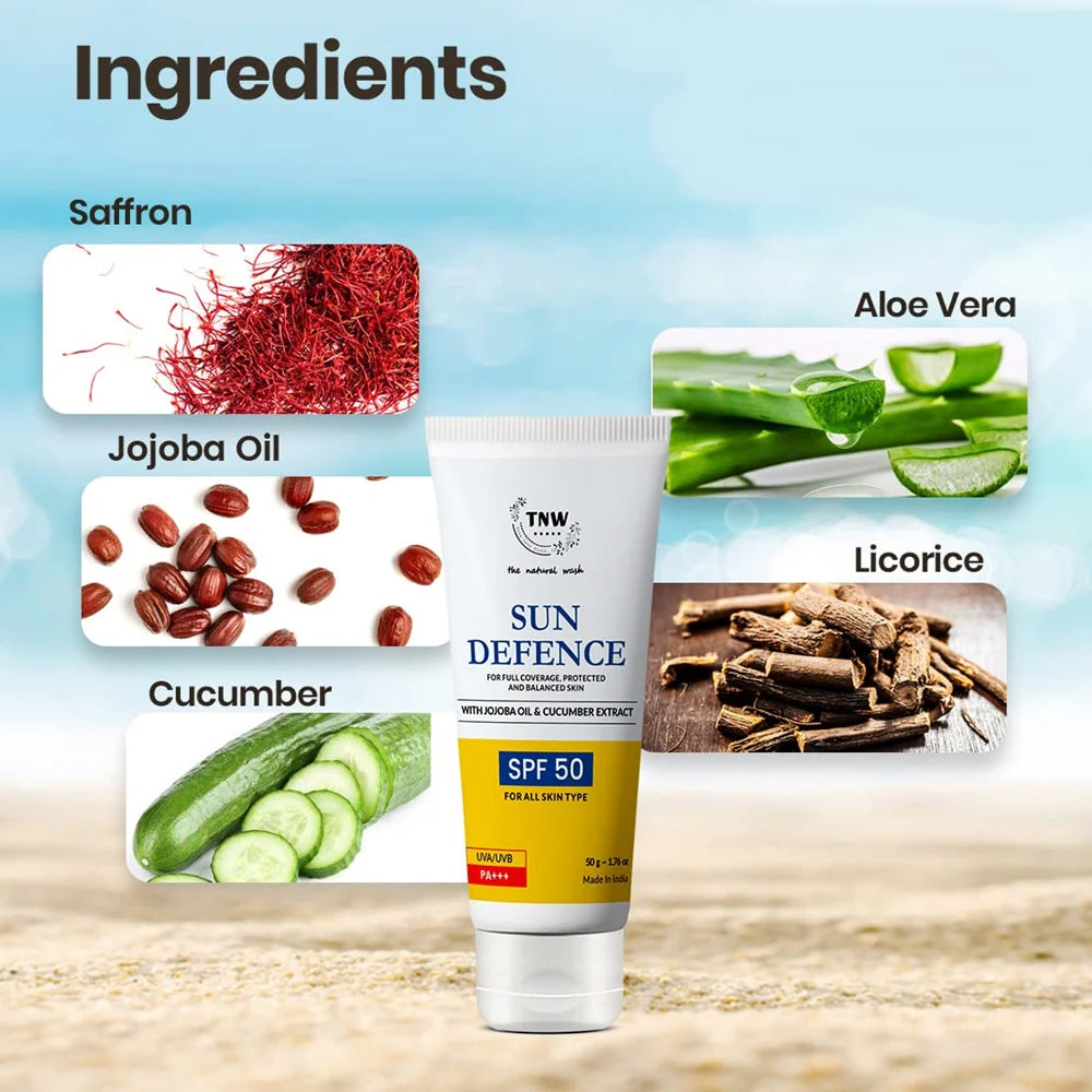 The Natural Wash Sun Defence SPF 50 Cream - 50 gm