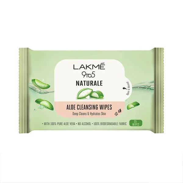 Lakme 9to5 Natural Aloe Cleansing Wipes - 25 Wipes