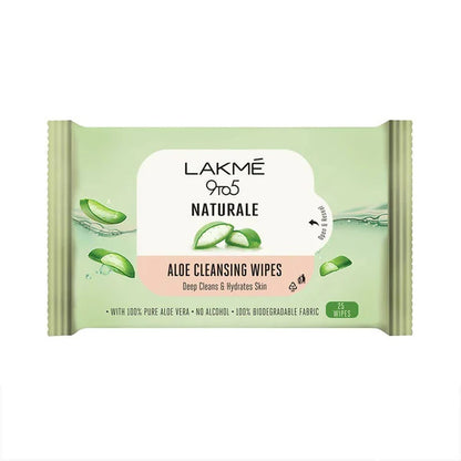 Lakme 9to5 Natural Aloe Cleansing Wipes - 25 Wipes