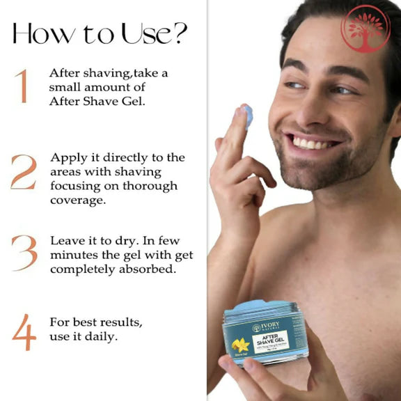 Ivory Natural After Shave Gel For Gentle Post-Shave, Reduced Facial Worries - 50 gm