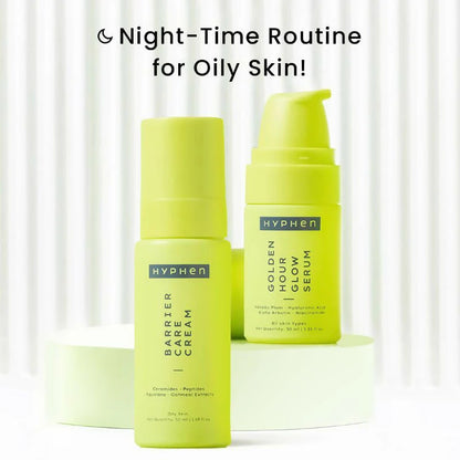 Hyphen By Kriti Sanon Daily Night Care Routine with Glow Serum & Barrier Care Cream For Oily & Combination Skin - combo