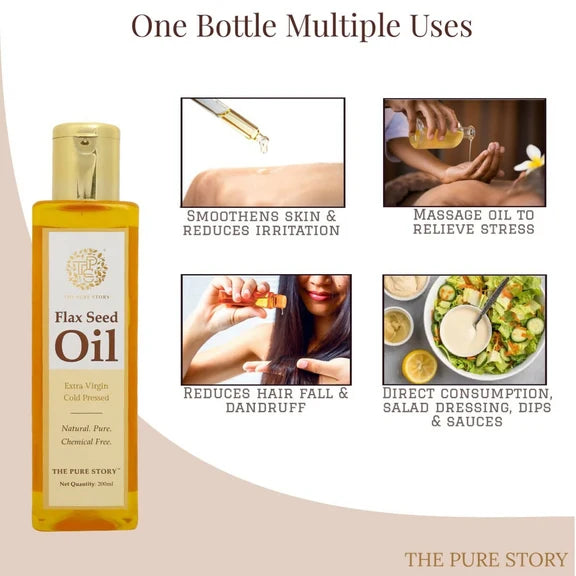 The Pure Story Natural Cold Pressed Flax Seed Oil for Hair & Skin - 100 ml