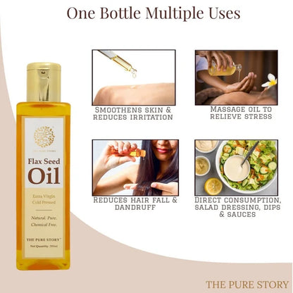 The Pure Story Natural Cold Pressed Flax Seed Oil for Hair & Skin - 100 ml
