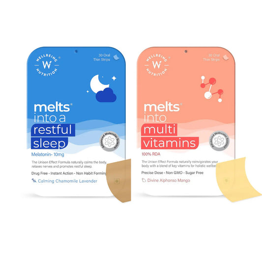 Wellbeing Nutrition Melts Restful Sleep & Melts Into Multivitamins Oral Strips Combo