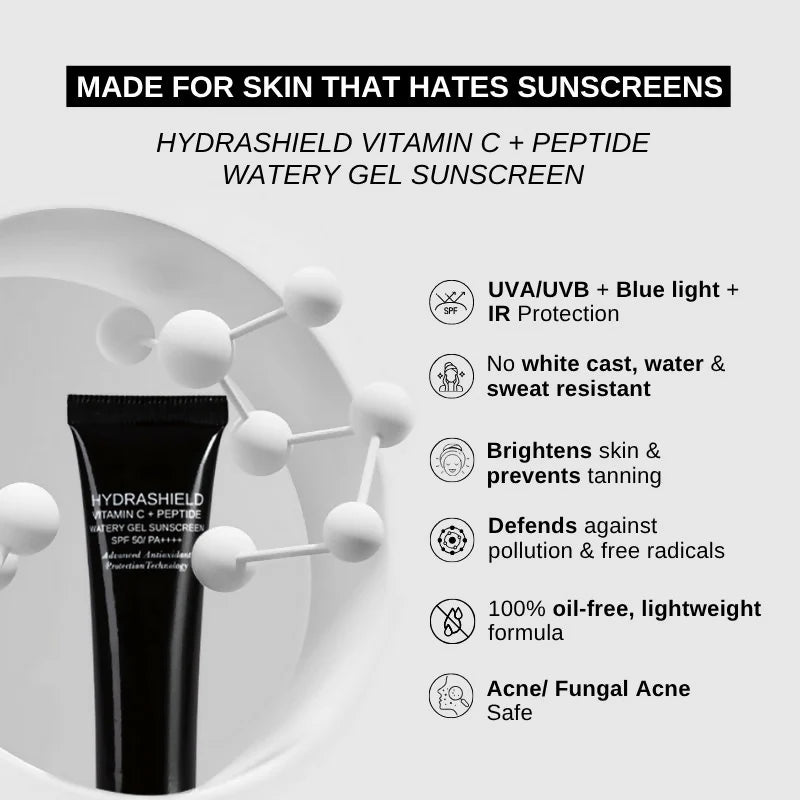 The Formularx Hydrashield Vitamin C + Peptide Sunscreen Spf 50 Pa++++ For Oily, Acne Prone Skin - 50 gm