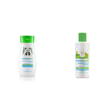 Mamaearth Daily Moisturizing Lotion & Nourishing Baby Hair Oil, With Almond & Avocado Oil -combo
