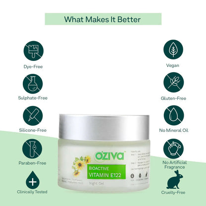 OZiva Bioactive Vitamin E122 Night Gel