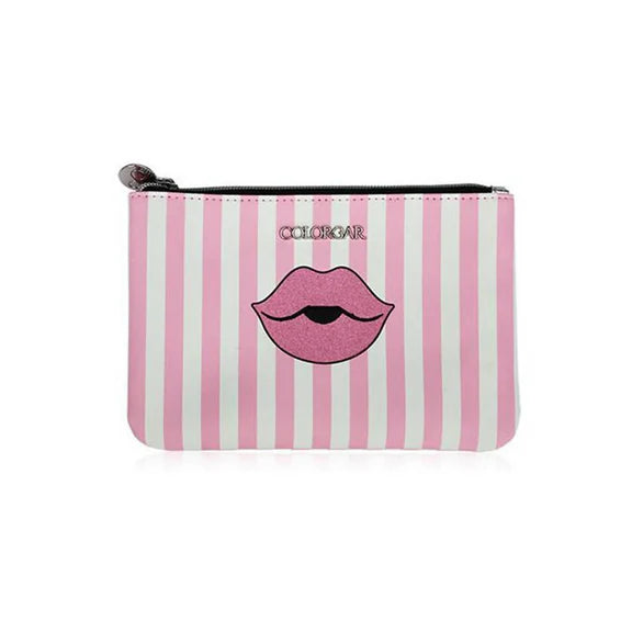 Colorbar Pouch Lips & Lashes Flat Pouches (Set Of Two) - White+Blush Pink - Combo