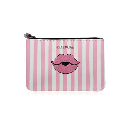Colorbar Pouch Lips & Lashes Flat Pouches (Set Of Two) - White+Blush Pink - Combo
