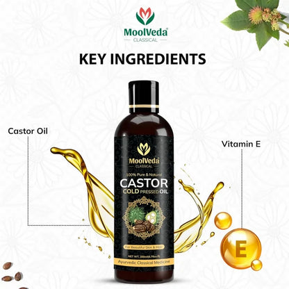 Moolveda Pure Cold Pressed Castor Hair Oil For Hair Growth - 200 ml