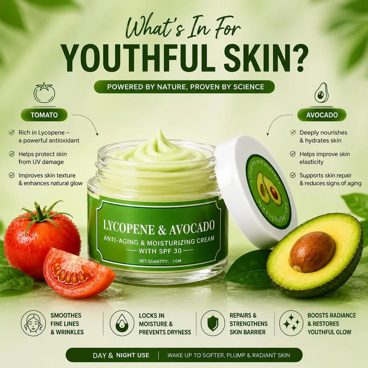 Milky Moon Lycopene & Avocado Anti-Aging & Moisturizing Cream with SPF 30 - 50 gm
