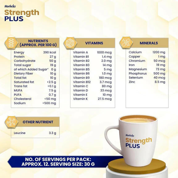 Horlicks Strength Plus - Vanilla Flavor - 350 gm