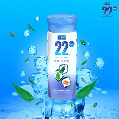 VI-JOHN 22 Degree Cooling Talc Beat the Heat Neem,Sandal and Mint - 300 gm