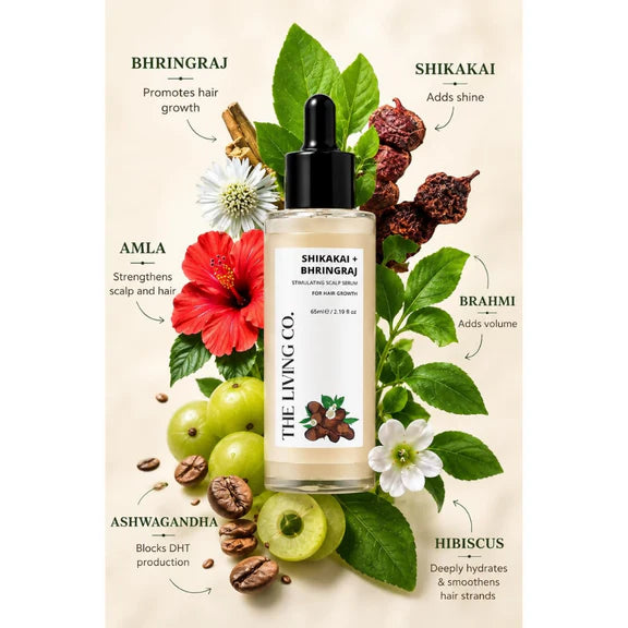 THE LIVING CO. Shikakai + Bhringraj Stimulating Scalp Serum - 65 ml
