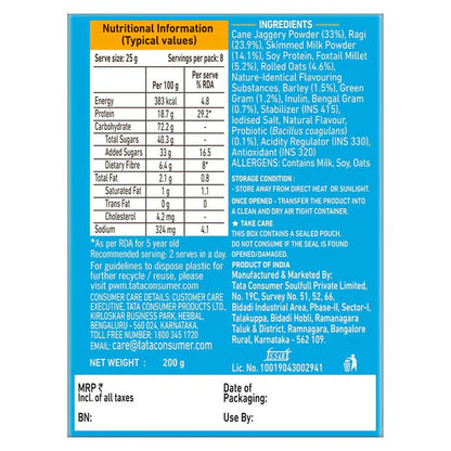 Tata Soulfull Nutri Drink+ For Kids With Millets - Cookie & Cream Flavor - 200 gm