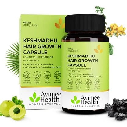 Avimee Herbal Keshmadhu Hair Growth Capsule with Biotin - 60 caps