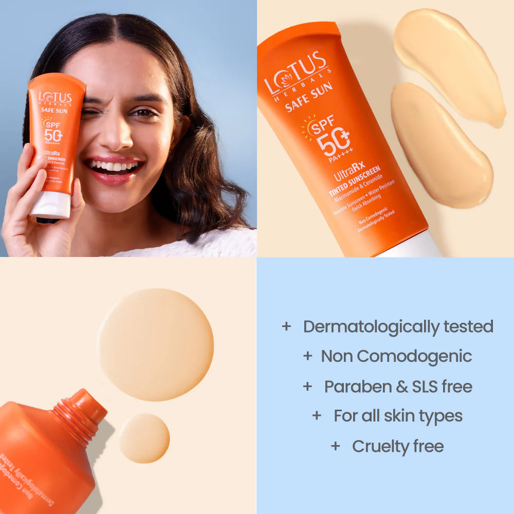 Lotus Herbals Safesun Ultrarx Tinted Sunscreen SPF 50+ PA++++ - 50 gm