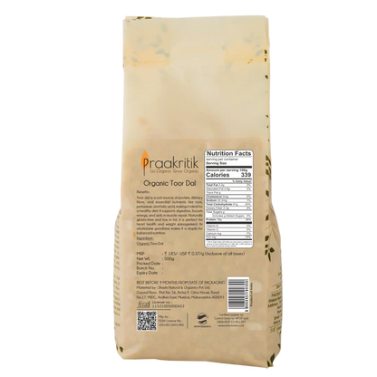 Praakritik Organic Tuvar Dal - 500 gm